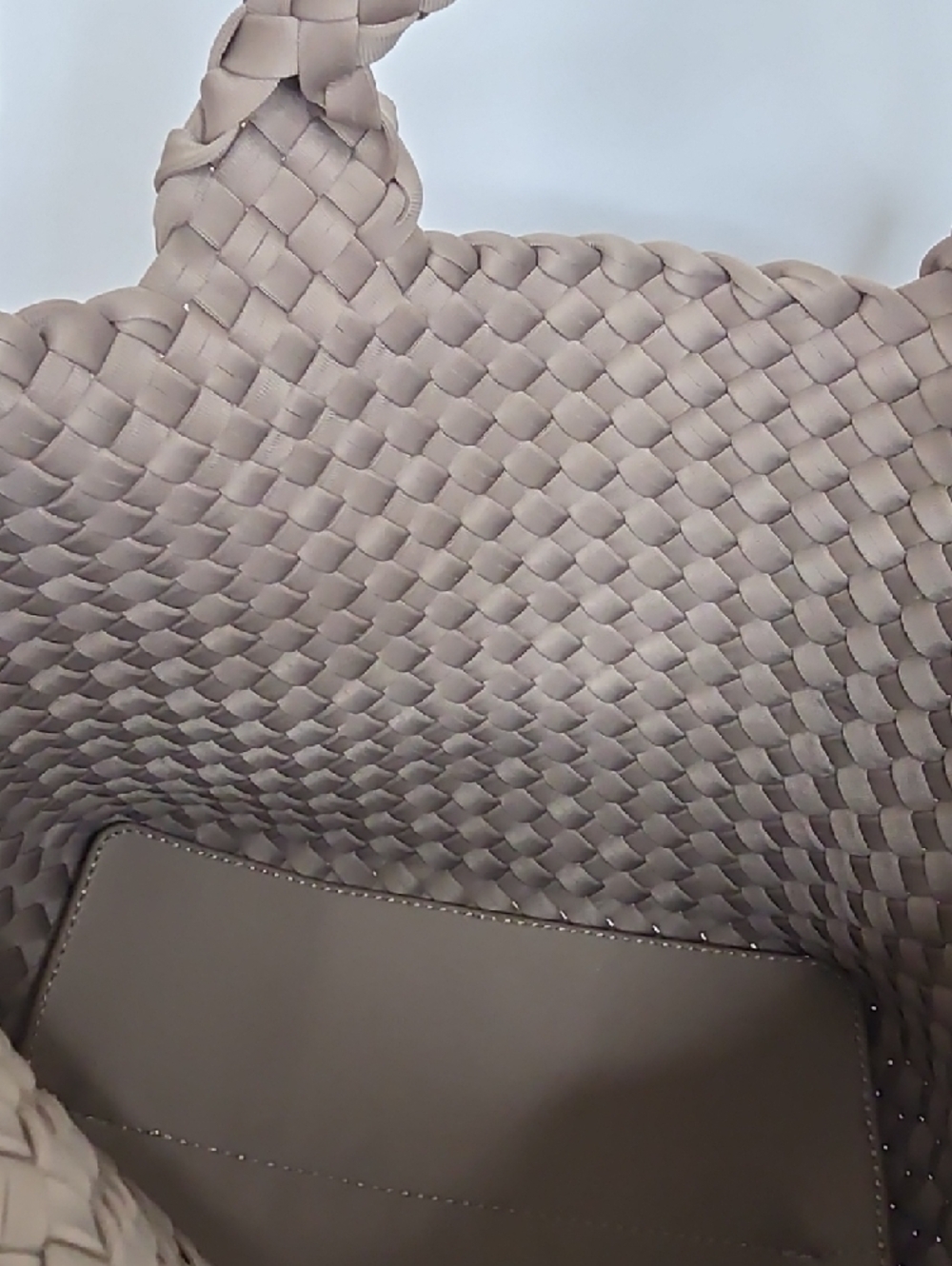 Naghedi Woven Taupe Shoulder Bag with Top Handles - Picture 6 of 7
